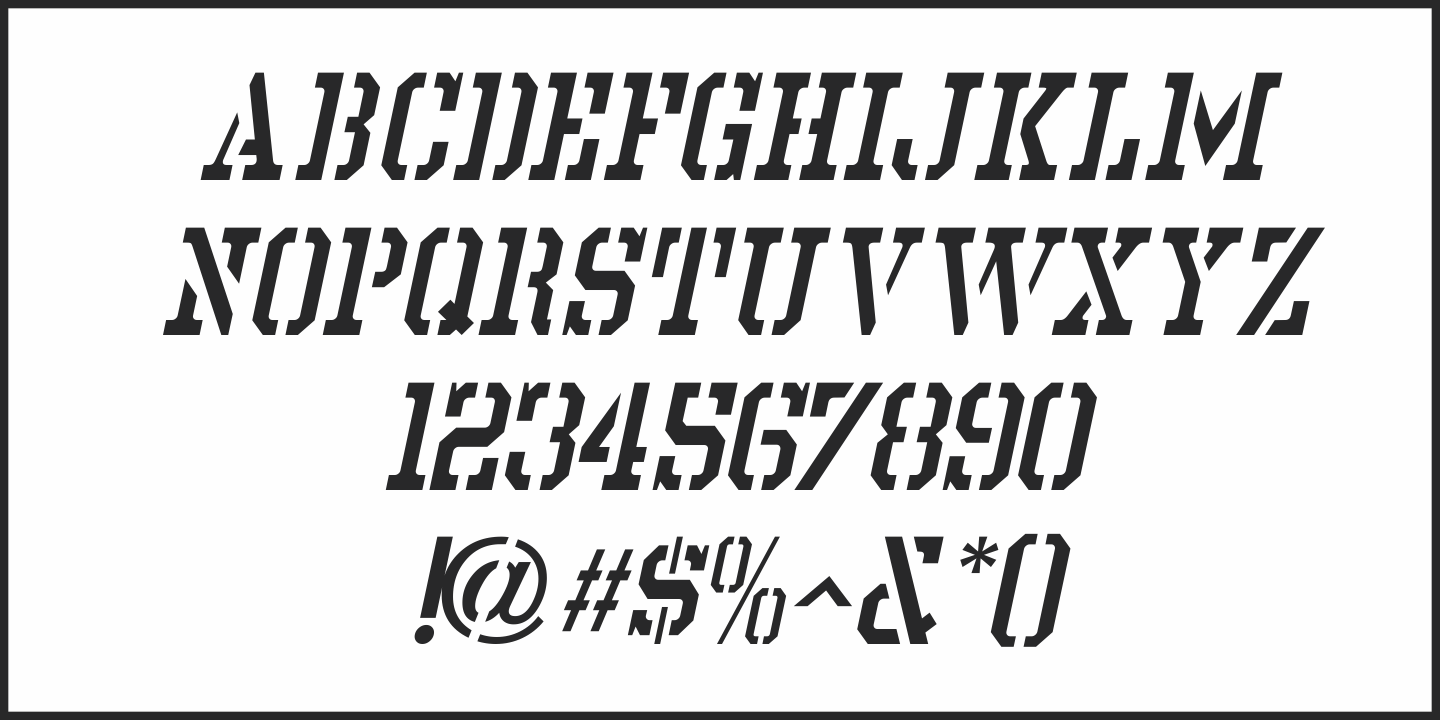 Пример шрифта Stencil Chamfer JNL Regular